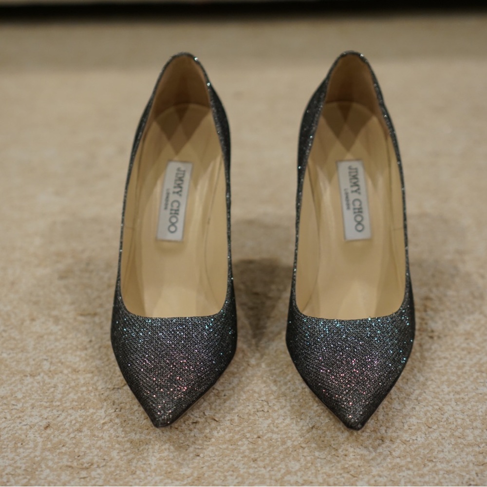 Jimmy Choo Abel Pumps Size 38.5 Color Anthracite/Glitter